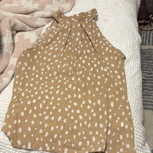Madison Tan and White Polka Dot Blouse